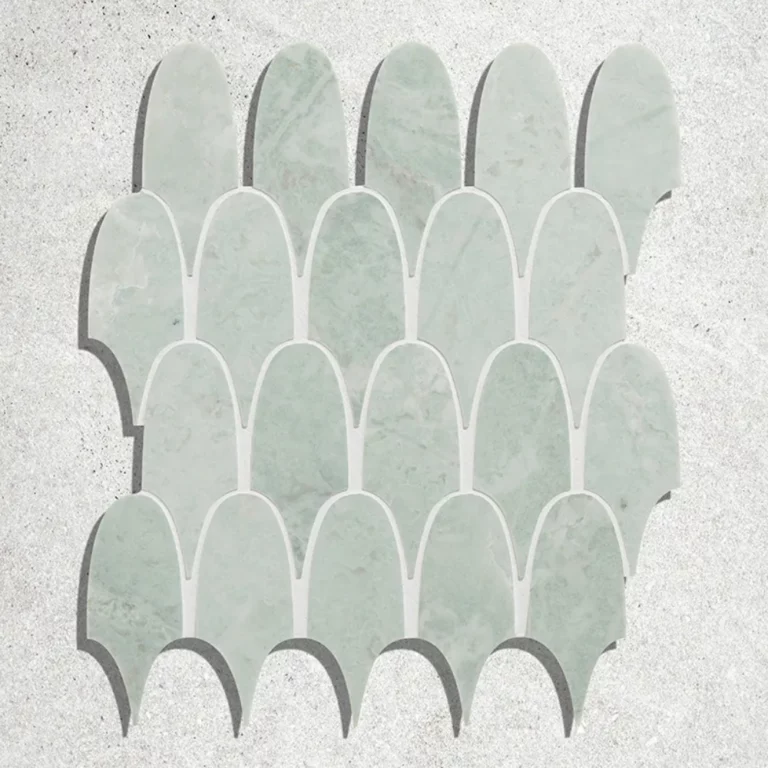 Mozaika marmurowa zielono biala luski piorka flamingo marble mosaic marmor mramor fliesten steinmosaic