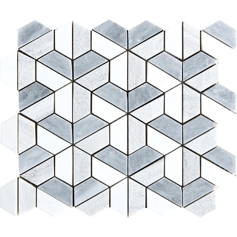 Mia-Urbo-Stone-–-plytka-kamienna-–-mozaika-marmurowa-bialo-szara-heksagonalna-trojkolorowa-plytka-marmurowa - tekstura 3D