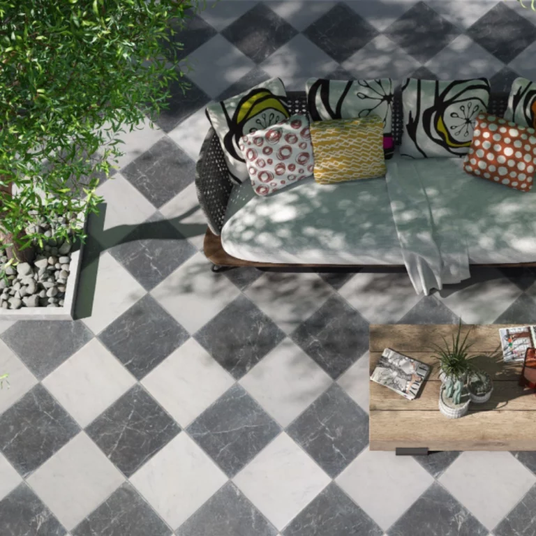 Mia Urbo Stone marmor marmur plytka kamienna checker szachownica matowa antykowana