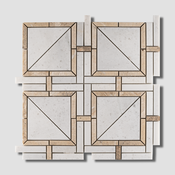 Marmurowa mozaika kwadrat geometryczna bialo-kremowa - marble mosaic matte square diana royal calacatta