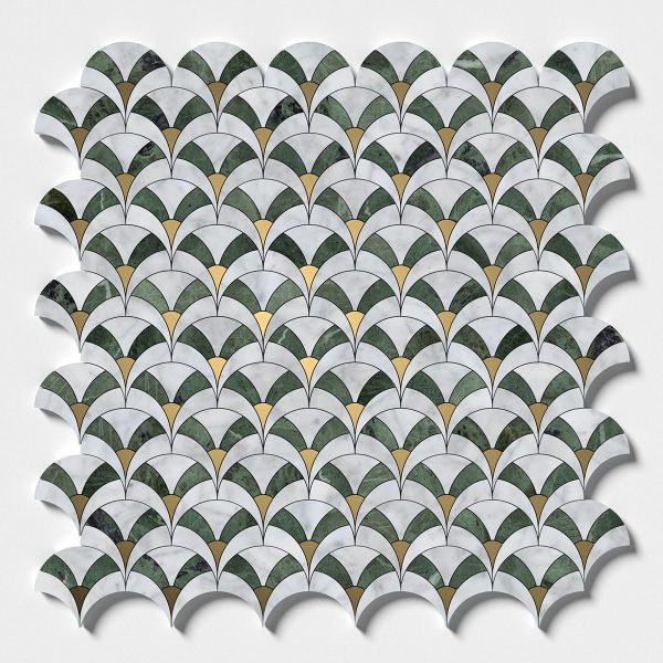 Mozaika Marmurowa Zielona ze zlotymi elementami Art Deco Gatsby-marble mosaic Marmormosaik Steinmosaik мармурова мозаїка мраморная мозаика