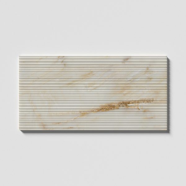 Ryflowana płytka marmurowa 3D Calacatta AMBER Salvatori ryflowana do łazienki karbowana fluted marble tile Wave Biała marmur marmorfliesen 45x90cm #LuksusoweWnętrza #RyflowanePłytki3D marmorfliesen Mramorové dlaždice Marmora Flīzes Marmurinės plytelės