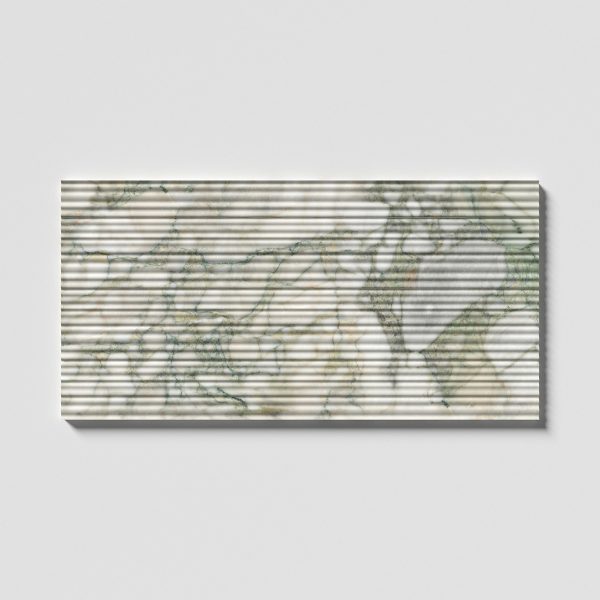 Mia-Urbo-Stone-plytka-marmurowa-3D-bamboo-ryflowana-do_lazienki-karbowana-lamele-fluted-marble-tile-Calacatta Green- Wave-Large 45x91