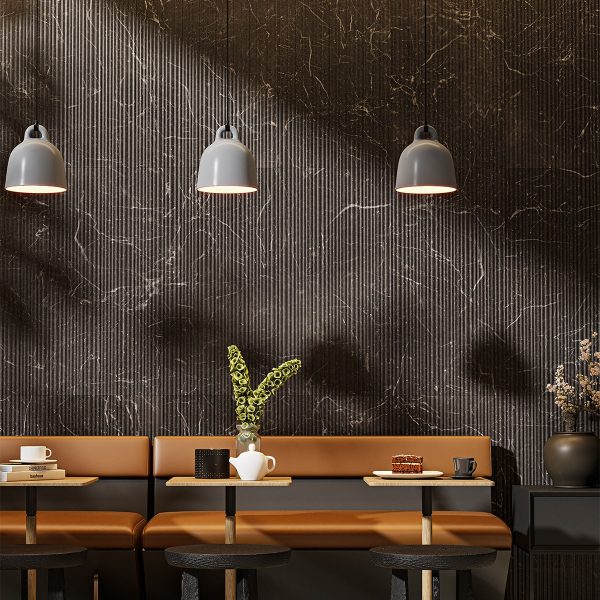 Ryflowane płytki marmurowe 3D czarne NOIR do łazienki Kuchni karbowane fluted marble tile Wave biały marmur marmorfliesen 45x90cm #LuksusoweWnętrza #RyflowanePłytki3D marmorfliesen Mramorové dlaždice Marmora Flīzes Marmurinės plytelės