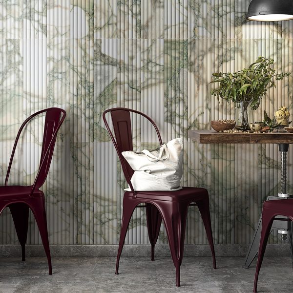 Ryflowane płytki marmurowe 3D Calacatta GREEN Salvatori do łazienki karbowane fluted marble tile Wave zielony marmur marmorfliesen 45x90cm #LuksusoweWnętrza #RyflowanePłytki3D marmorfliesen Mramorové dlaždice Marmora Flīzes Marmurinės plytelės