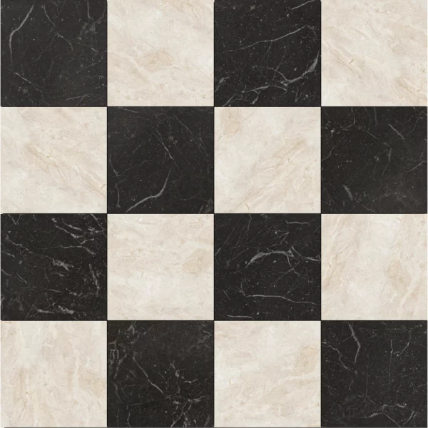 Mia Urbo marmur plytka kamienna checker szachownica czarno kremowa matowa antykowana polerowna bebnowana fliesen marmor mramor kamien antik