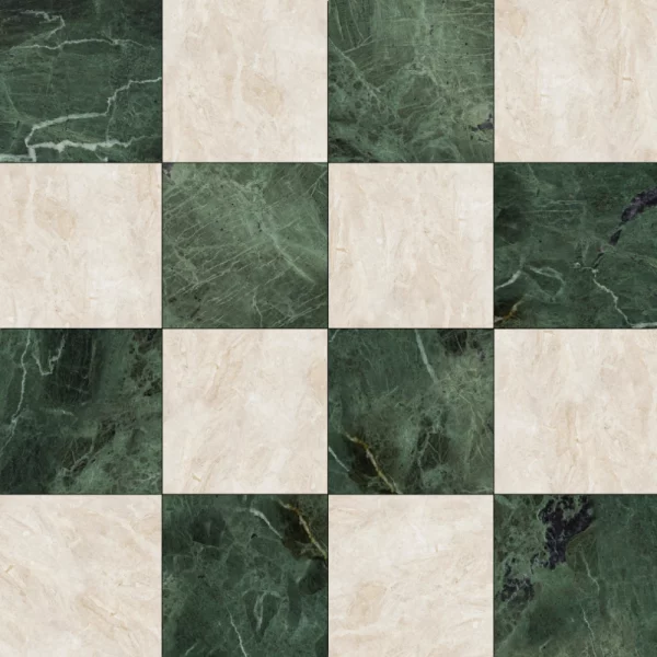 Mia Urbo marmur plytka kamienna checker szachownica zielono-biala matowa antykowana polerowna bebnowana fliesen marmor mramor kamien antik
