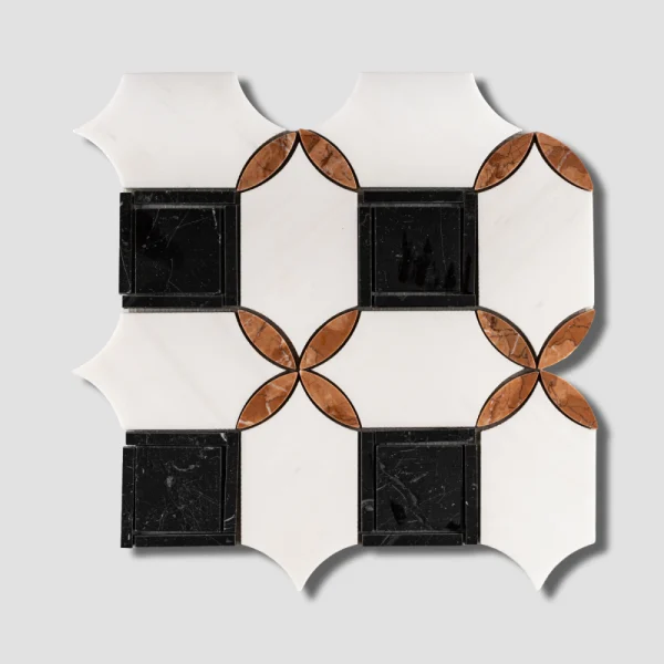 Marmur mozaika czarno biala clover geometryczna marble mosaic geometric