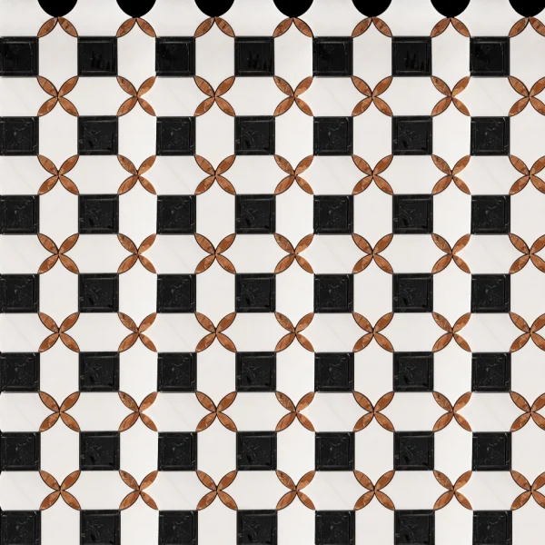 Marmur mozaika czarno biala clover geometryczna marble mosaic geometric
