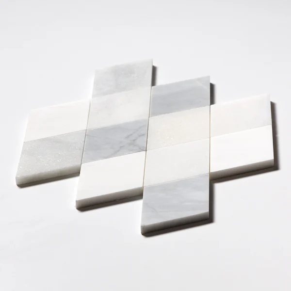 Mozaika-marmurowa-Froted-Pearl-Mia-Urbo-Stone-geometryczna-jasna-szara-do-wnetrz-premium-klasycznych-glamour-classic-luxury-Marble-mosaic-Warsaw-romb