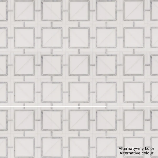 Marmurowa mozaika kwadrat geometryczna bialo-kremowa - marble mosaic matte square diana royal calacatta