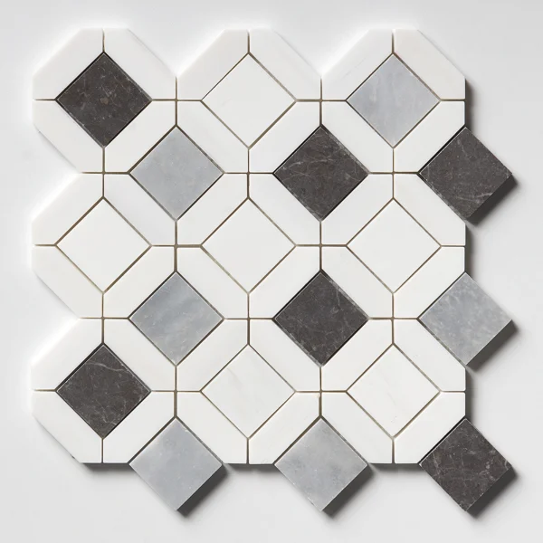 Mozaika-marmurowa-Urban Symphony szara biala -geometryczna-plytki-kamienne-marmur-hurtownia-kamienia-Mia-Urbo - marble mosaic - marmor - mramor-Stone-Marble-mosaic-marmor - OUTLET