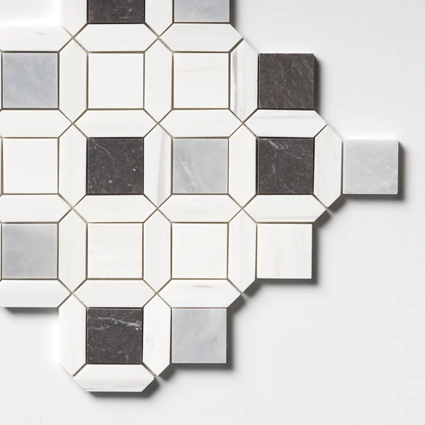 Mozaika-marmurowa-Urban Symphony szara biala -geometryczna-plytki-kamienne-marmur-hurtownia-kamienia-Mia-Urbo - marble mosaic - marmor - mramor-Stone-Marble-mosaic-marmor - OUTLET