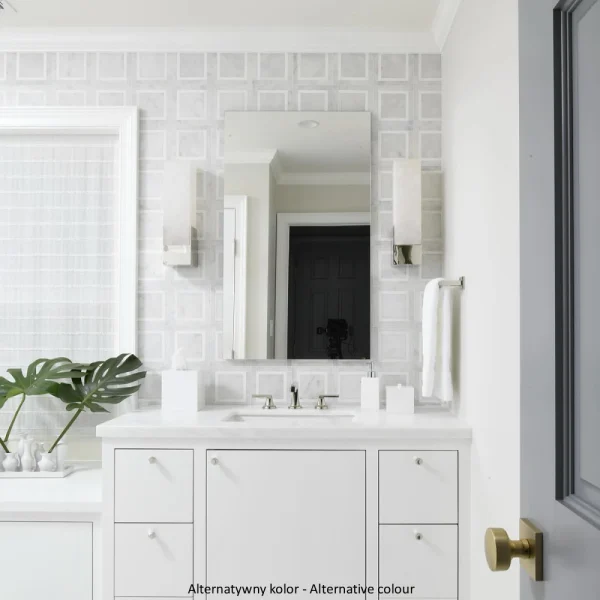 Mozaika marmurowa geometryczna jasna szara do wnetrz premium - luxury Marble mosaic Warsaw Greenwich Squares kwadraty