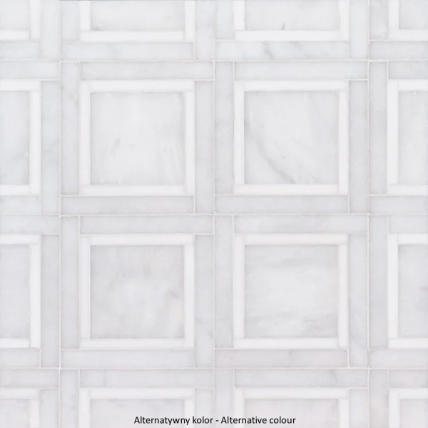 Mozaika marmurowa geometryczna jasna szara do wnetrz premium - luxury Marble mosaic Warsaw Greenwich Squares kwadraty