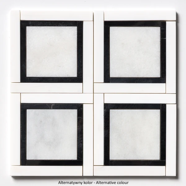 Mozaika marmurowa geometryczna jasna szara do wnetrz premium - luxury Marble mosaic Warsaw Greenwich Squares kwadraty